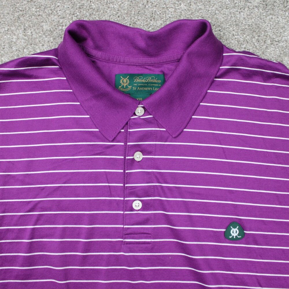 Brooks Brothers Polo Shirt Men 2XL XXL Purple St.Andrews Links Golf Short Sleeve - Picture 6 of 14